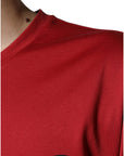 Dolce & Gabbana Red Cotton DG Logo Print Crew Neck T-shirt