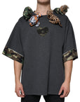 Dolce & Gabbana Gray Camouflage Animal Stuff Cotton T-shirt