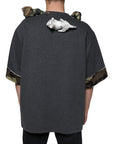 Dolce & Gabbana Gray Camouflage Animal Stuff Cotton T-shirt