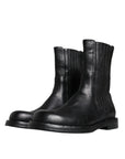 Dolce & Gabbana Black Horse Leather Mid Calf Boots Shoes