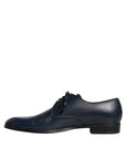 Dolce & Gabbana Navy Blue Leather Derby Dress Formal Shoes