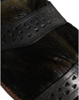 Dolce & Gabbana Black Gazelle Hair Leather Flats Sandals Shoes