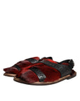 Dolce & Gabbana Black Red Gazelle Hair Leather Sandals Shoes