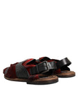 Dolce & Gabbana Black Red Gazelle Hair Leather Sandals Shoes