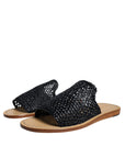 Dolce & Gabbana Black Monochrome Braided Raffia Slides Shoes
