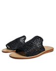 Dolce & Gabbana Black Monochrome Braided Raffia Slides Shoes