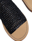 Dolce & Gabbana Black Monochrome Braided Raffia Slides Shoes