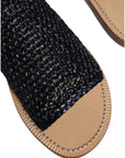 Dolce & Gabbana Black Monochrome Braided Raffia Slides Shoes