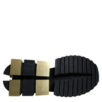 Dolce & Gabbana White Gold Black Leather SUPER KING Sneakers Shoes