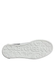 Dolce & Gabbana Black Leather Logo Portofino Sneaker Shoes