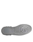 Dolce & Gabbana White Silver Crystal Logo Portofino Sneakers Shoes