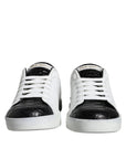 Dolce & Gabbana Black Leather Logo Portofino Sneaker Shoes