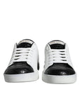 Dolce & Gabbana Black Leather Logo Portofino Sneaker Shoes
