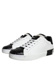 Dolce & Gabbana Black Leather Logo Portofino Sneaker Shoes