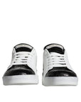 Dolce & Gabbana Black Leather Logo Portofino Sneaker Shoes