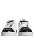 Dolce & Gabbana Black Leather Logo Portofino Sneaker Shoes