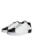 Dolce & Gabbana Black Leather Logo Portofino Sneaker Shoes