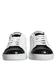 Dolce & Gabbana Black Leather Logo Portofino Sneaker Shoes