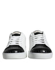 Dolce & Gabbana Black Leather Logo Portofino Sneaker Shoes