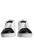 Dolce & Gabbana Black Leather Logo Portofino Sneaker Shoes