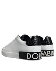 Dolce & Gabbana White Leather Logo Portofino Sneaker Shoes