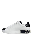 Dolce & Gabbana White Leather Logo Portofino Sneaker Shoes