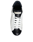 Dolce & Gabbana White Leather Logo Portofino Sneaker Shoes
