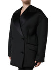 Dolce & Gabbana Black Polyester Double Breasted Coat Jacket