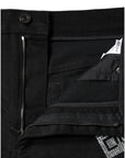 Dolce & Gabbana Black Cotton Stretch Strass Hot Pants Shorts