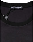 Dolce & Gabbana Black Cotton Logo Print Round Neck T-shirt