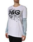 Dolce & Gabbana White Cotton Logo Print Round Neck T-shirt