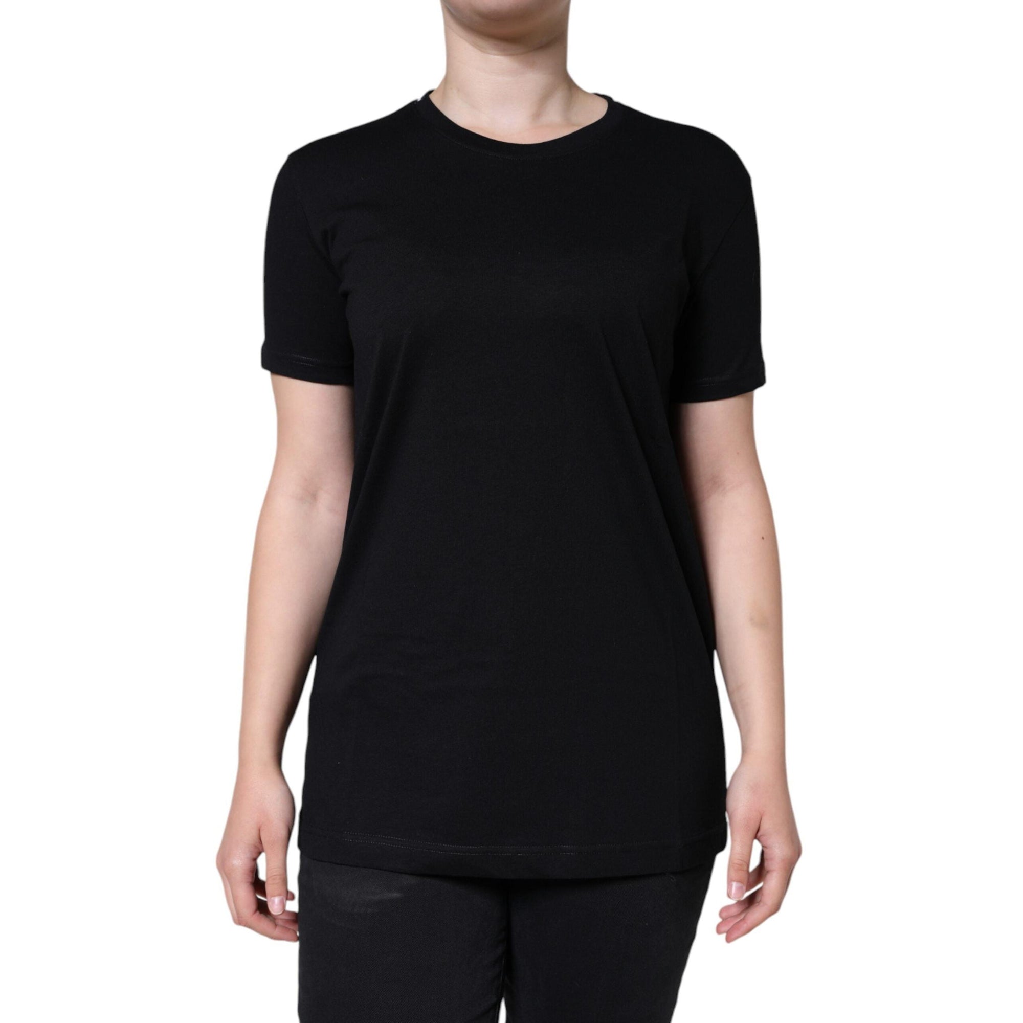 Dolce & Gabbana Black Cotton Crew Neck Short Sleeve T-shirt