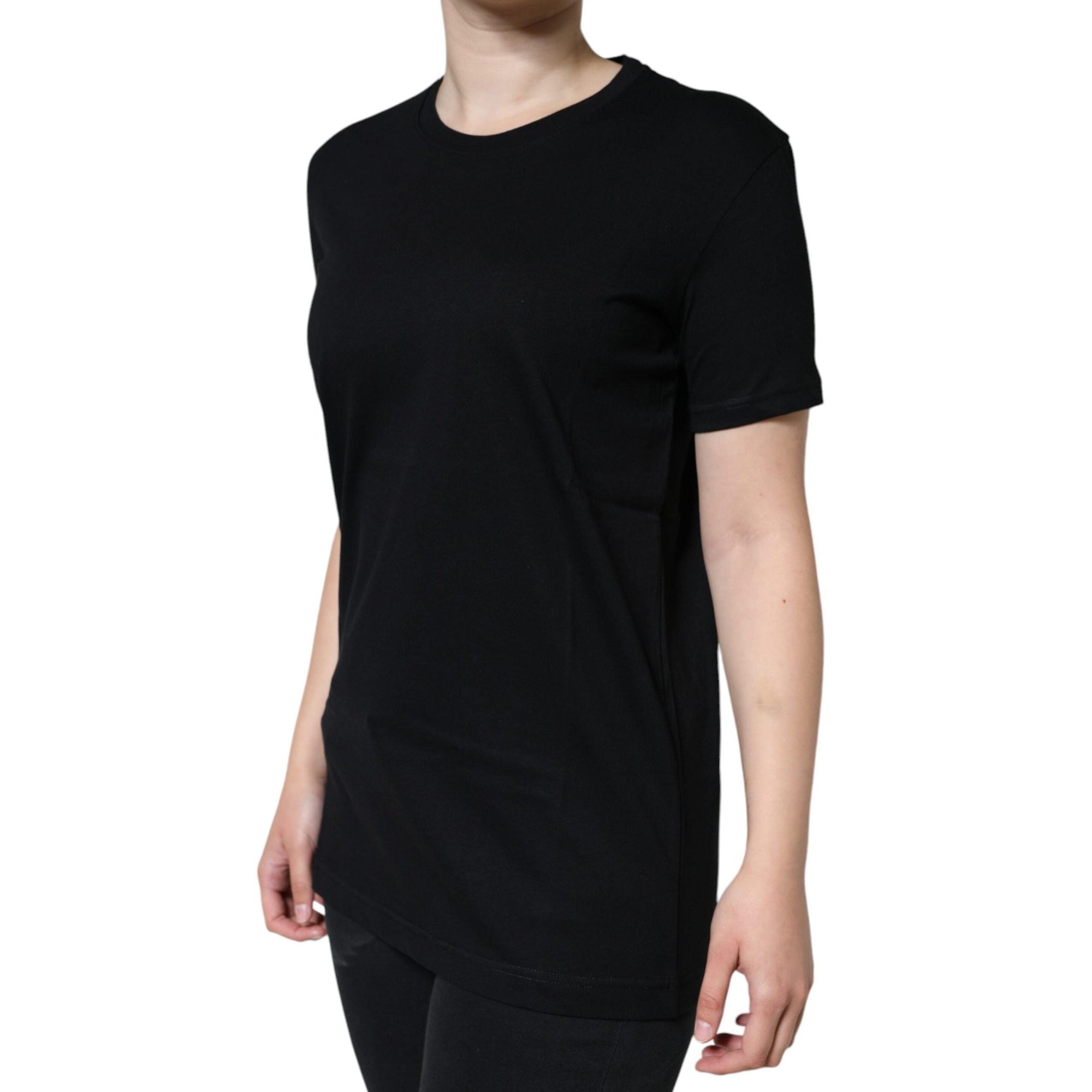 Dolce & Gabbana Black Cotton Crew Neck Short Sleeve T-shirt