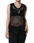 Dolce & Gabbana Black Sequin Sleeveless Tank Blouse Top
