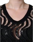 Dolce & Gabbana Black Sequin Sleeveless Tank Blouse Top