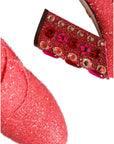 Dolce & Gabbana Pink Crystal Lurex Fantasy High Boots Shoes