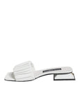 Dolce & Gabbana White Leather Slides Flats Sandals Shoes