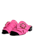 Dolce & Gabbana Pink Black Crystal Slides Sandals Shoes