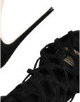 Dolce & Gabbana Black Tulle Stretch Heels Sandals Shoes