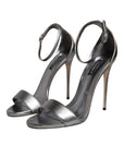 Dolce & Gabbana Silver KEIRA Heels Ankle Strap Sandals Shoes