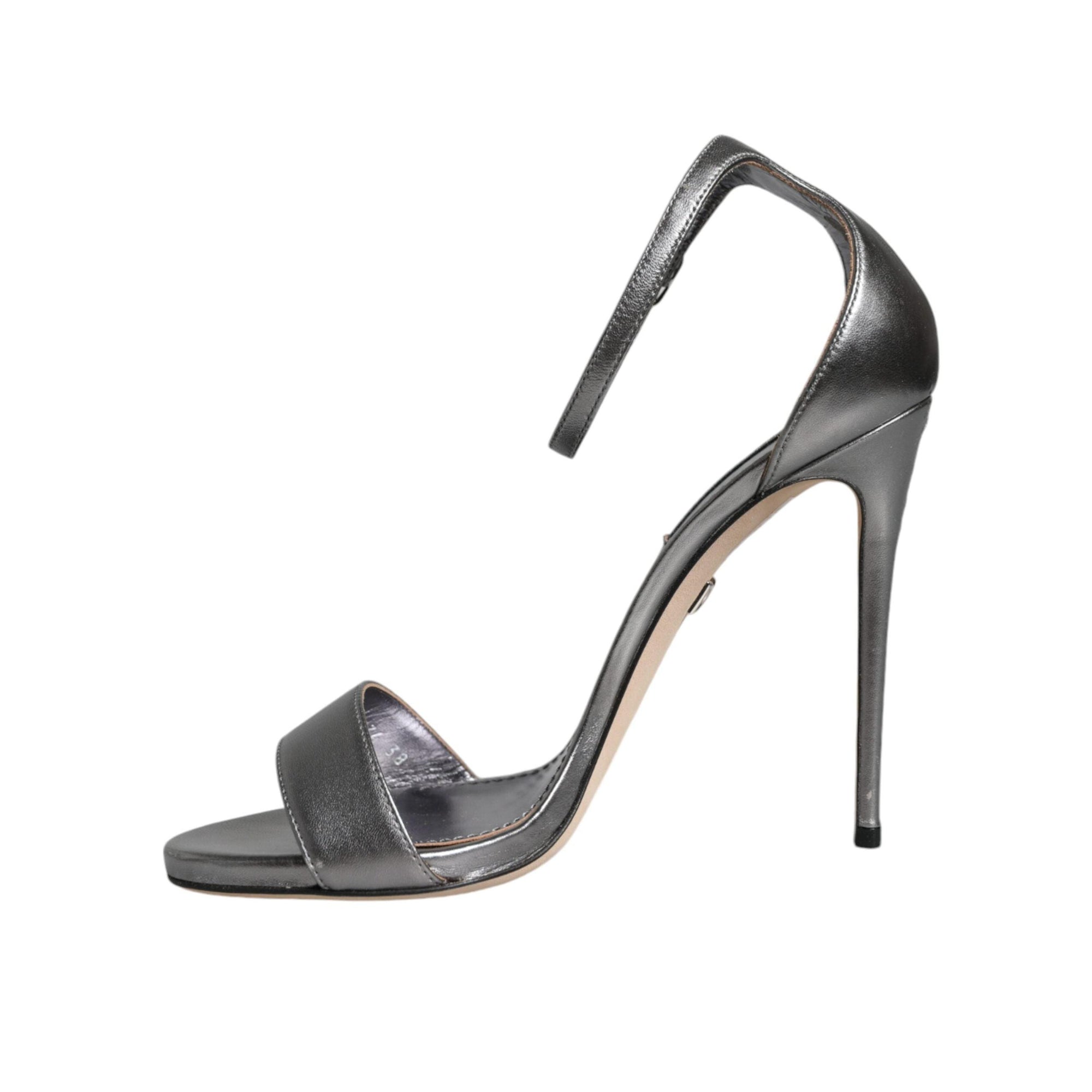 Dolce & Gabbana Silver KEIRA Heels Ankle Strap Sandals Shoes