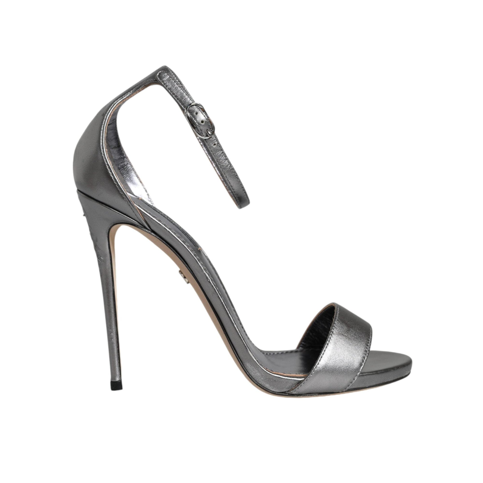 Dolce & Gabbana Silver KEIRA Heels Ankle Strap Sandals Shoes