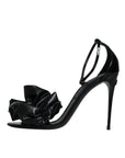 Dolce & Gabbana Black Leather Ankle Strap Heel Sandals Shoes