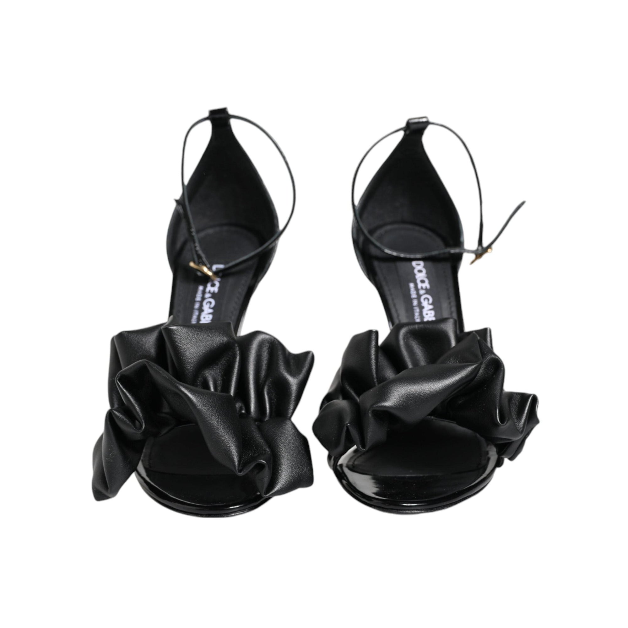 Dolce & Gabbana Black Leather Ankle Strap Heel Sandals Shoes