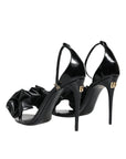 Dolce & Gabbana Black Leather Ankle Strap Heel Sandals Shoes