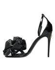 Dolce & Gabbana Black Leather Ankle Strap Heel Sandals Shoes