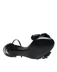 Dolce & Gabbana Black Leather Ankle Strap Heel Sandals Shoes