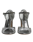 Dolce & Gabbana Silver Leather T-strap Heels Sandals Shoes