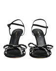 Dolce & Gabbana Black Leather Crystal Bow Heels Sandals Shoes