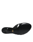 Dolce & Gabbana Black Leather Heels Slides Sandals Shoes